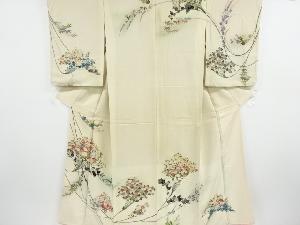 アンティーク　菊に萩・笹・楓模様着物